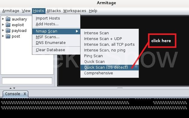 Я прописываю диапазон IP-адресов класса C, чтобы armitage смог определить I
